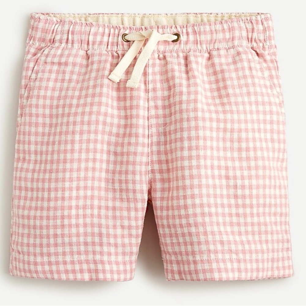 NWT Boys J. Crew Gingham Linen Drawstring Shorts Size 7
